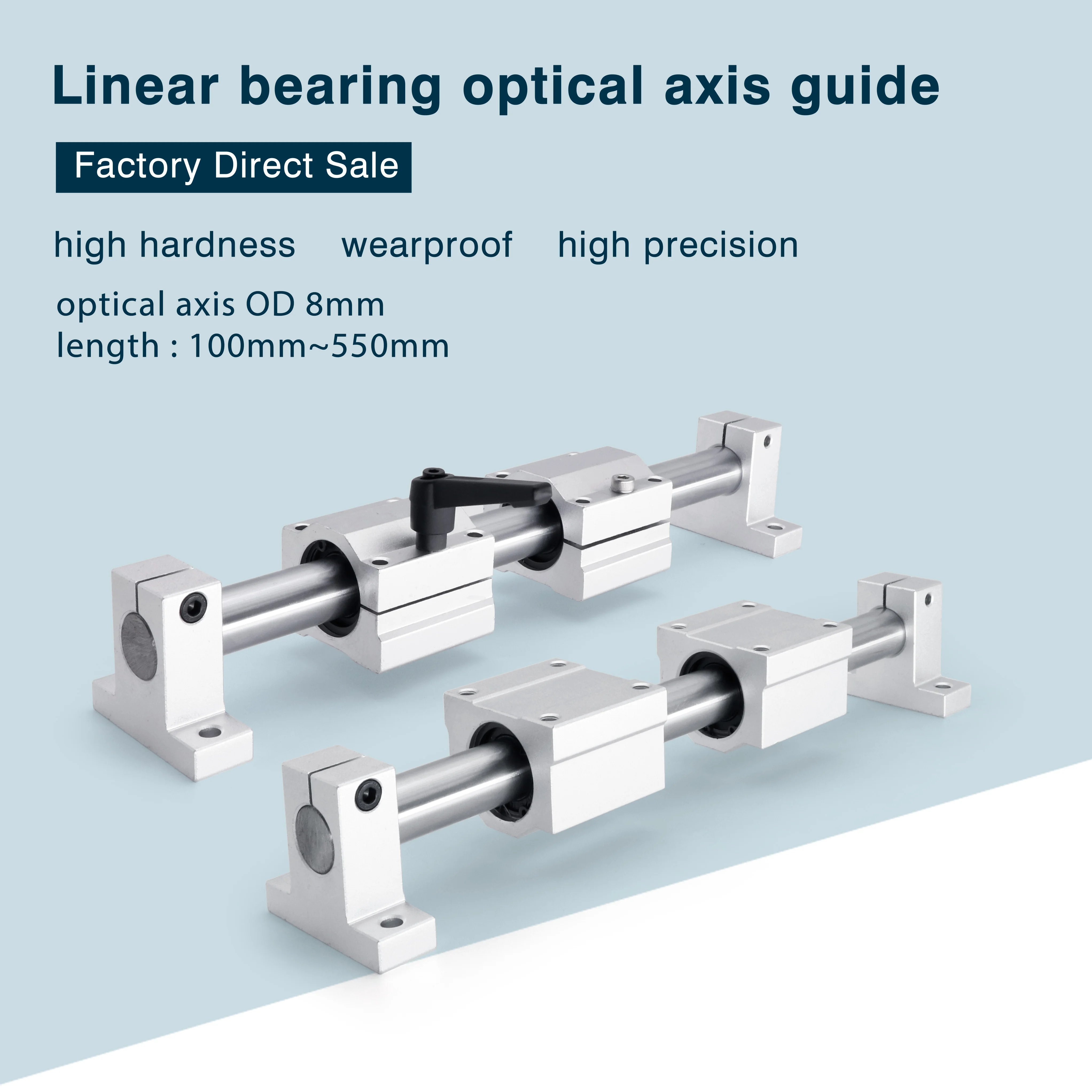 

2PCS Linear Rail Shaft OD 8mm 100 300 350 450 450 550 mm Optical Axis SCS8UU Linear Bearing Blocks 4PC SHF8 SK8 Bearing Support