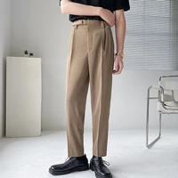 fashion business dress pants for men korean solid color office social suit pant casual streetwear carrot trousers male clothing
