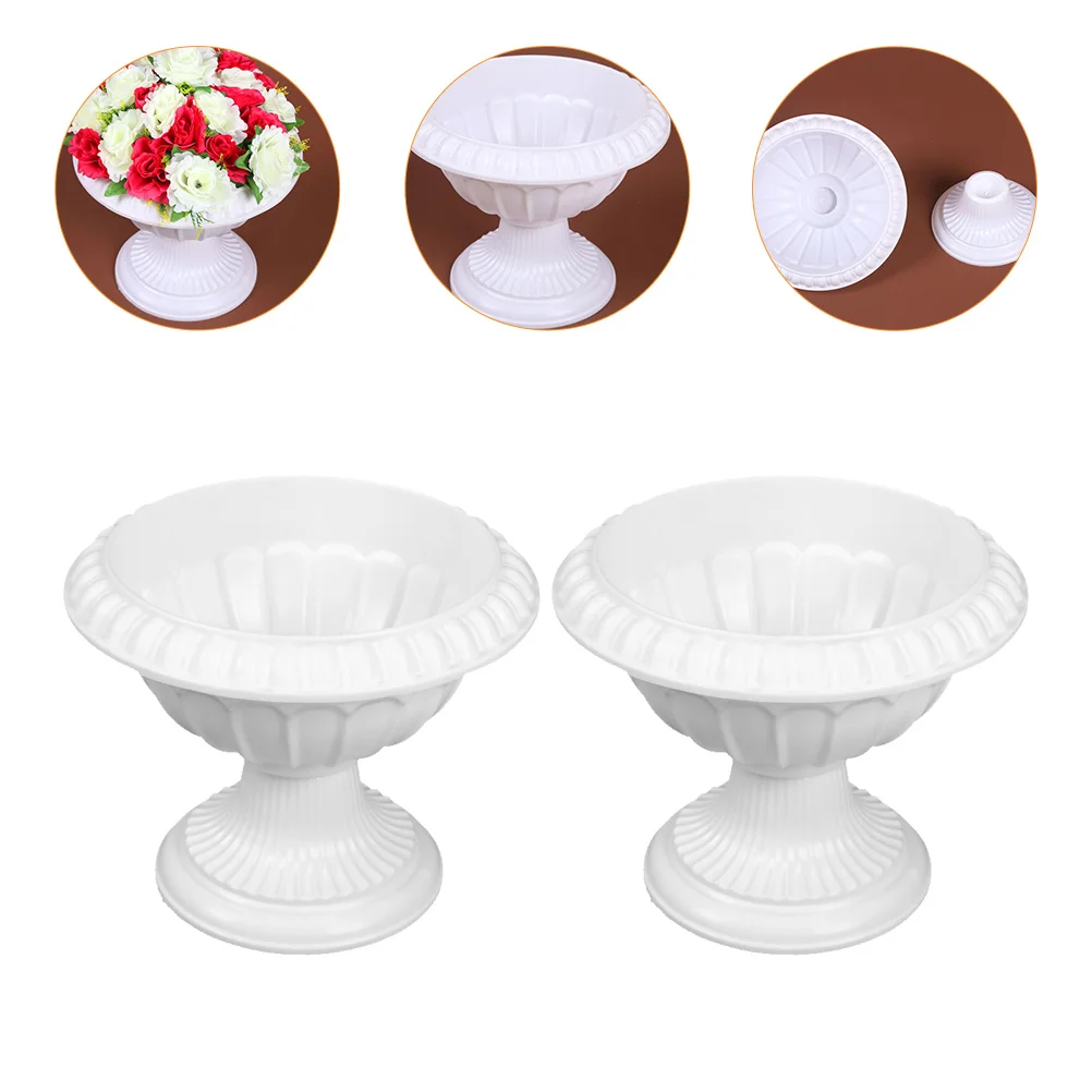 

2 Pcs Flowerpot Retro Decor Wedding Columns Decorations Scene Pp Road Planter