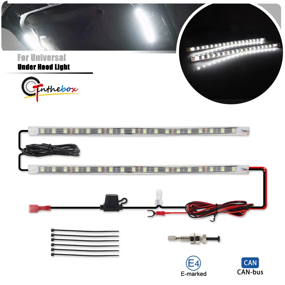 Gtinthebox Белый светодиодный автомобильный светильник под капотом универсальный