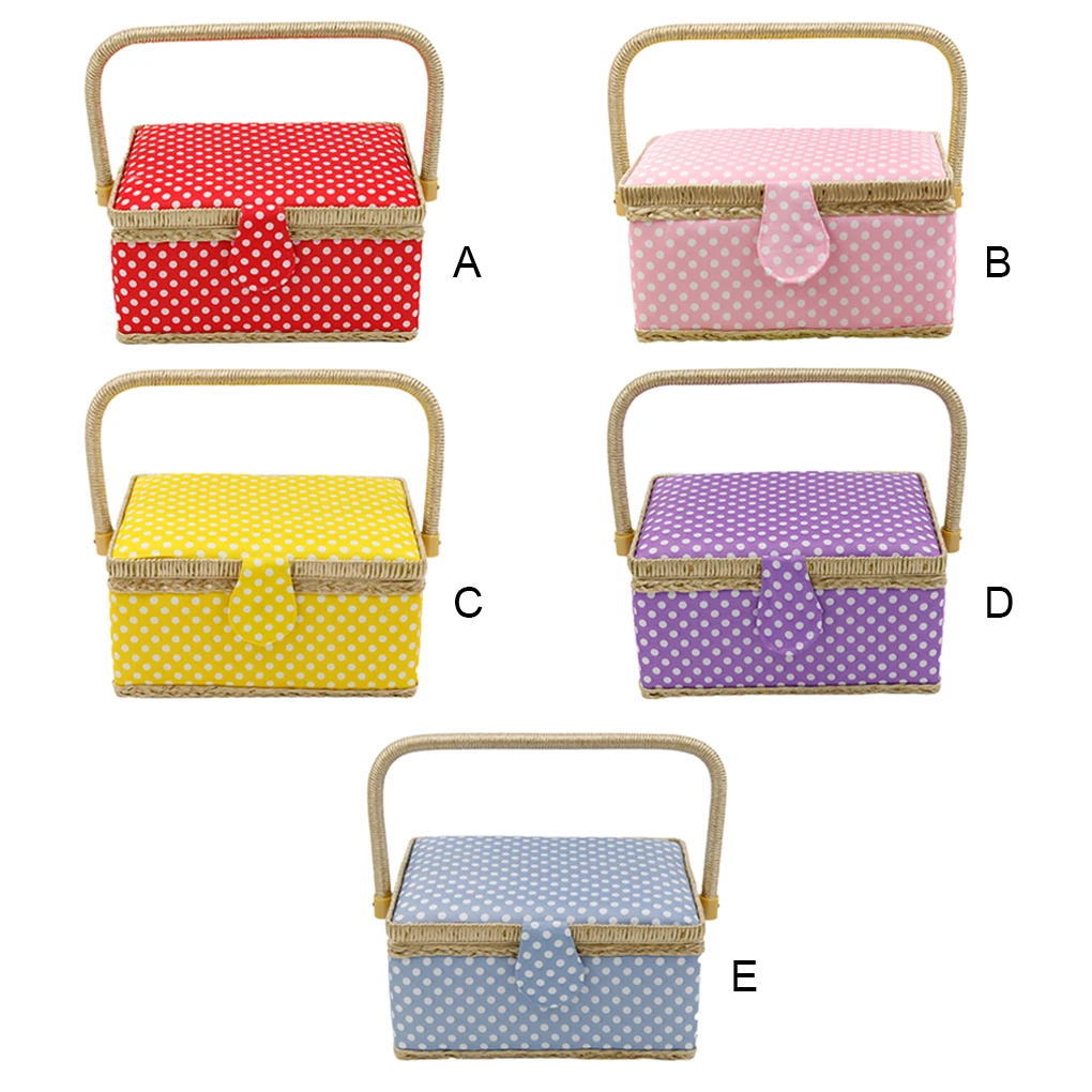 

Sewing Basket Storage Organizer Household Stitching Container with Handle