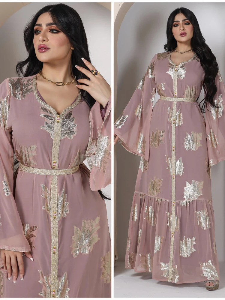 Arab Morocco Muslim Dress Abaya Women Ramadan Chiffon Abayas Dubai Turkey Islam Kaftan Longue Musulmane Vestidos Largos 2023