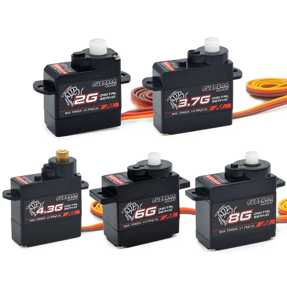

Surpass Hobby 2g 3.7g 4.3g 6g 8g Micro Digital Mini Servo Metal and Plastic Gear for Rc Drone Airplane Fixed-wing Car Robot