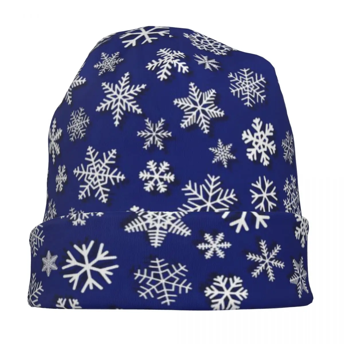 Рождественские шапки-бини со снежинками синие белые шапочки Skullies теплые мягкие