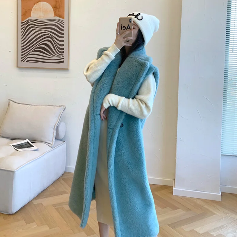 

2022 Autumn Long Winter Coat Woman Faux Fur Coat Loose Over Coat Thick Warm Plus Size Female Plush Coats