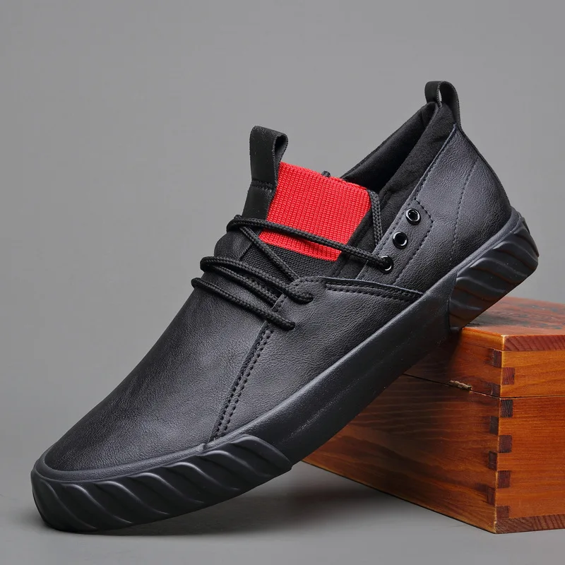 

Кроссовки мужские кожаные, повседневные, крутые, на шнуровке, плоская подошва, скейтборд, модная обувь для отдыха, весна-осень