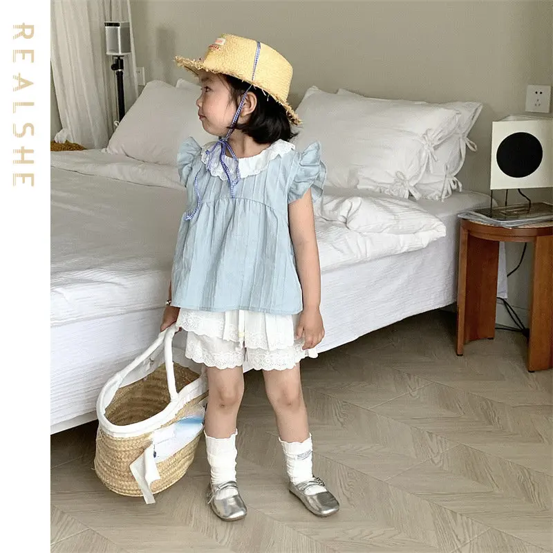 

Summer Children Clothes Sets Sweet Clothes for Baby Girl Clothing Set Sfly Sleeve Tops Shorts 2 Piece Kids Clothing