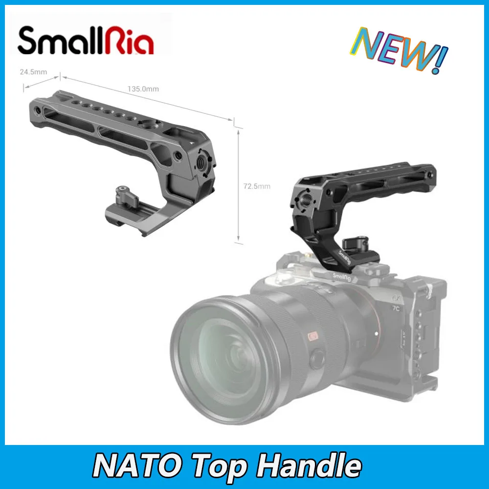 

SmallRig NATO Top Handle for DSLR Camera Cage Universal Handle with 5 Cold Shoe Adapters and NATO Clamp (Lite) 3766