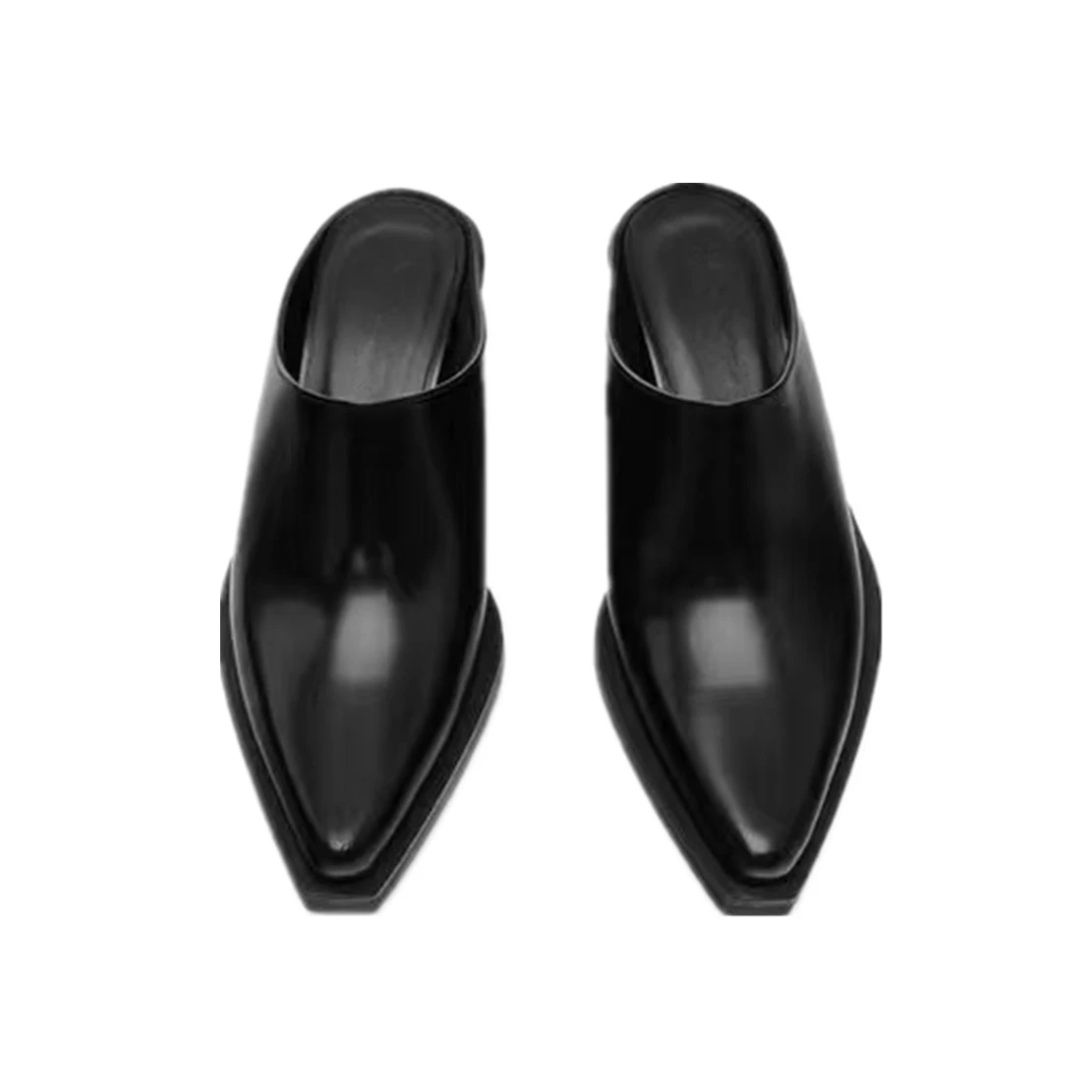 Maxdutti French Retro Square Toe High Heel Mule Shoes Fashion Leather Shoes Women