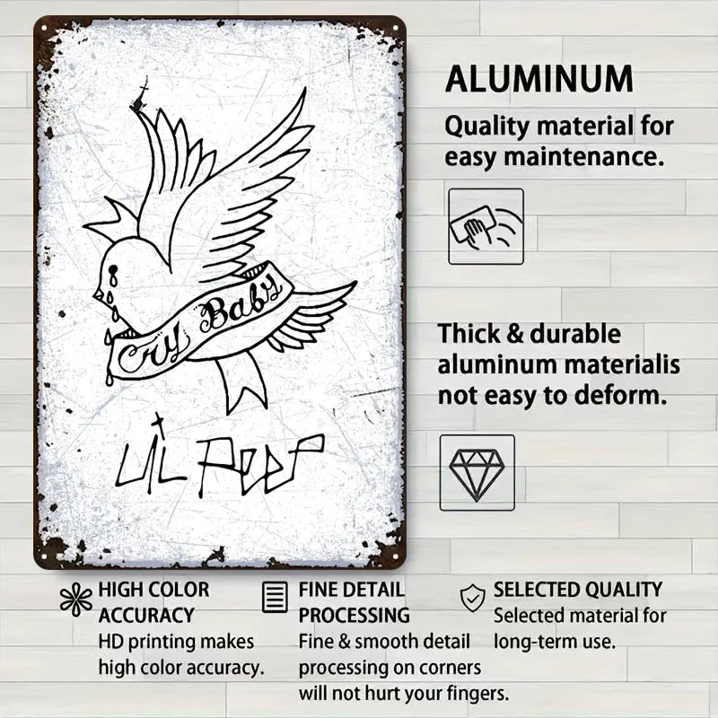 Lil Peep Плакат Рок Рэп Певец Металлические Вывески Современное Украшение Дома