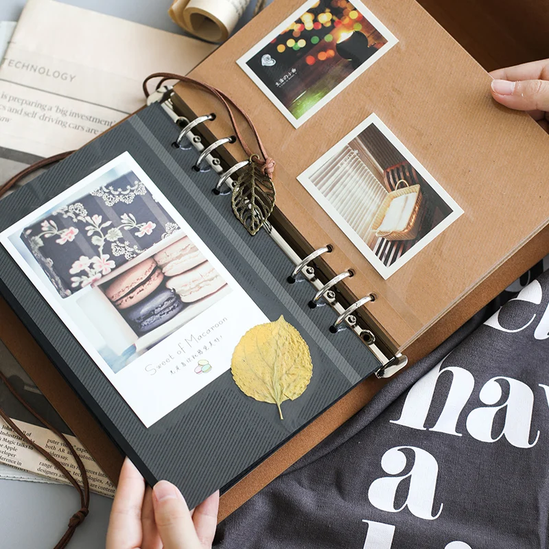 

Leather Vintage Photo Album Diy Self Adhesive Scrapbooking Photo Album Photocard Binder Binder Photocards Home Decor