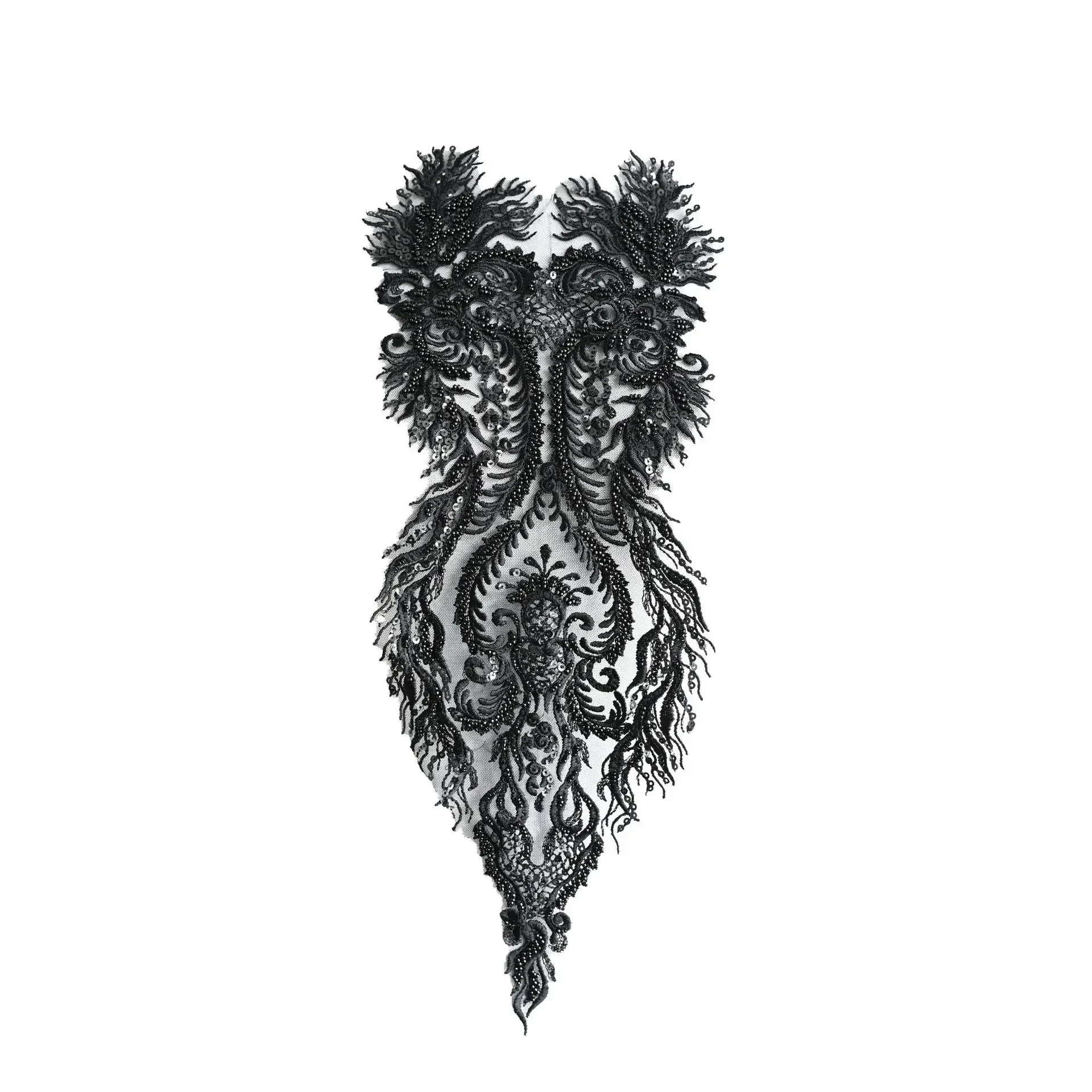 Новые черно-белые сетчатые кружевные аксессуары с вышивкой бисером свадебное