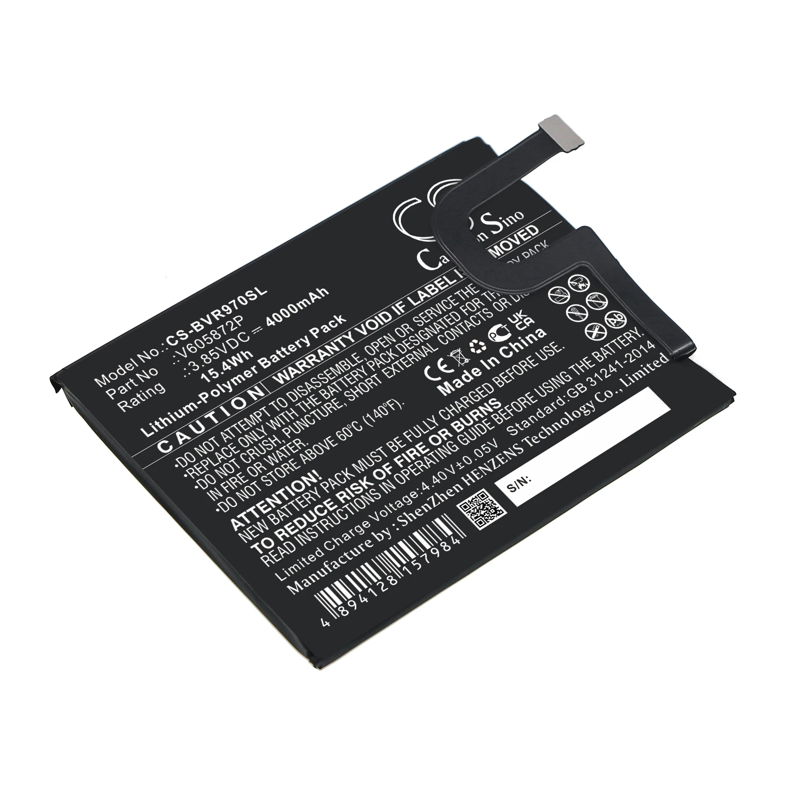 

CS Mobile SmartPhone Battery for Blackview BV9700 Fits V605872P 4000mAh/15.40Wh Li-Polymer Li-Polymer CS-BVR970SL