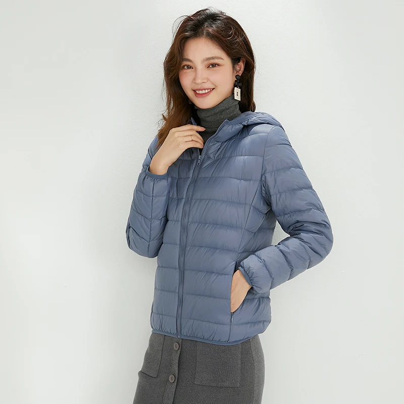 Зимняя одежда легкая пуховая куртка женское короткое платье на белом утином пуху