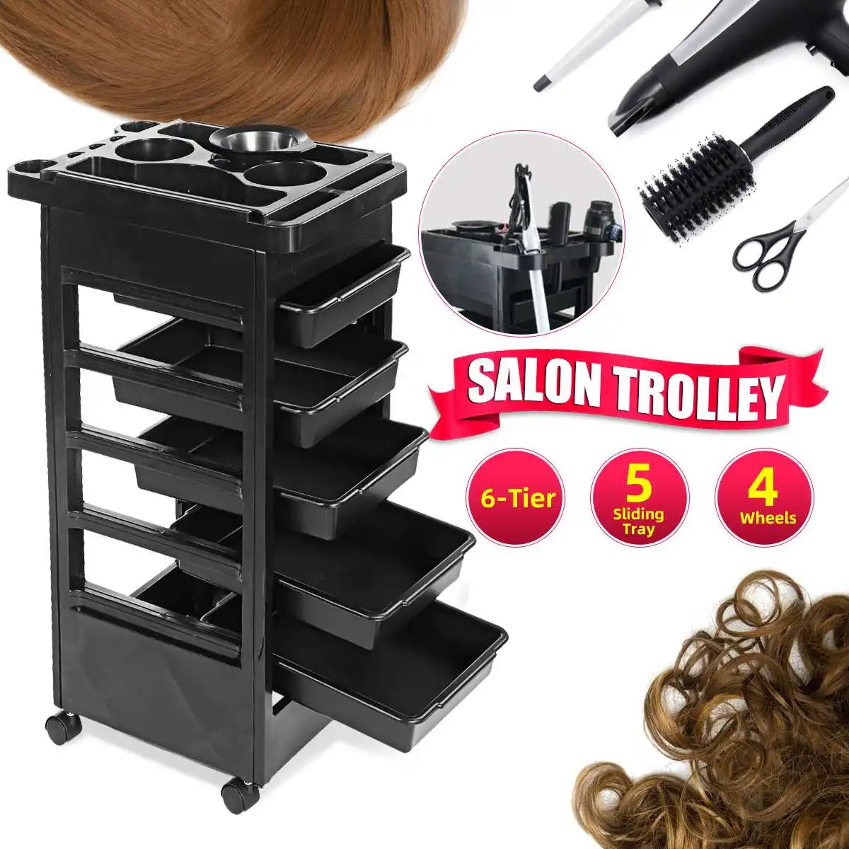 

Salon Hairdresser Barber Beauty Tools Storage Trolley Hair Drawers Coloring Cart Spa Salon Styling Trolley Commercial Furniture