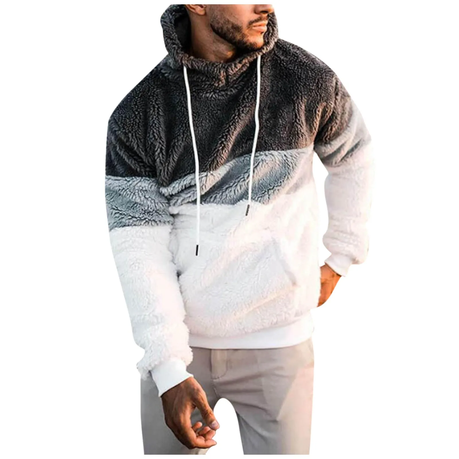 

Новинка 2023, мужская одежда с капюшоном в европейском и американском стиле высокого качества, плюшевый свитер с длинным рукавом, повседневный спортивный свитер, подходящий по цвету, свободный крой