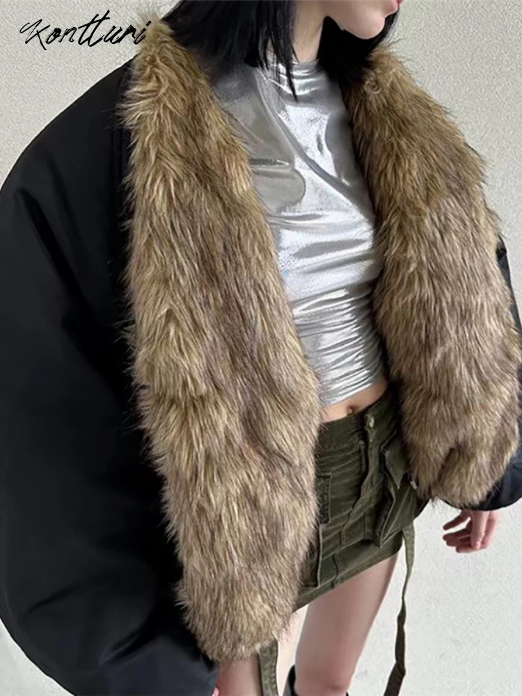 Kontturi зимняя куртка-пуховик женская 2024 лоскутная эластичная пуховая куртка с