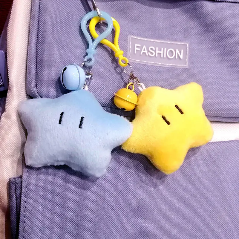 

Kawaii Cartoon Star Plush Doll Toy with bell Pendant Girl Bag Pendant Keychain Girl Ornaments Holiday Gift