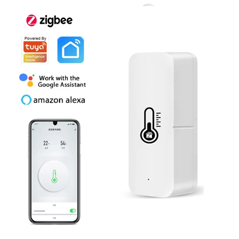 1PC Zigbee Wireless Smart Temperature Humidity Sensor Square Smart Home Detector Work with Alexa Google Home Tuya Zigbee Gateway