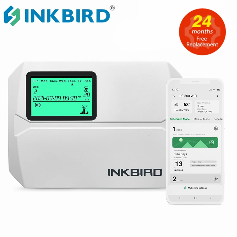 INKBIRD WIFI Programmable Digital Sprinkler Controller, EU PLUG 220V, Valves Timer, 8-Zone Watering Irrigation System Controller