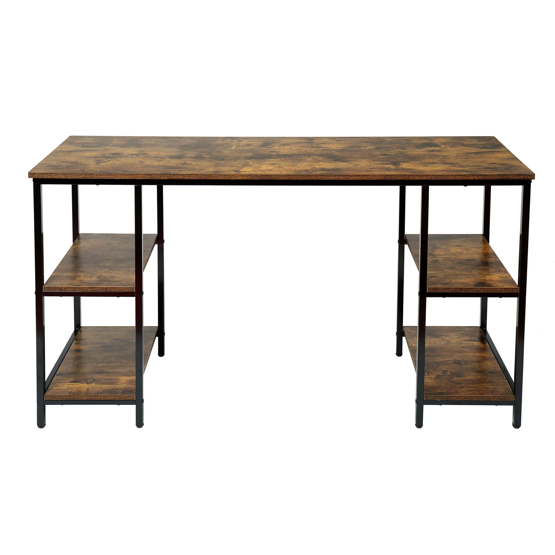 

No Tools Computer Desk, Rustic Brown Computer Desk Office Furniture Study Desk Corner Desk Computer Table