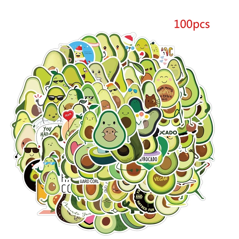 

100PCS Cute Avocado Stickers Decoration for Computer Laptop Notebook Pad Luggage Suitcase Waterproof Sticker Kids Gift