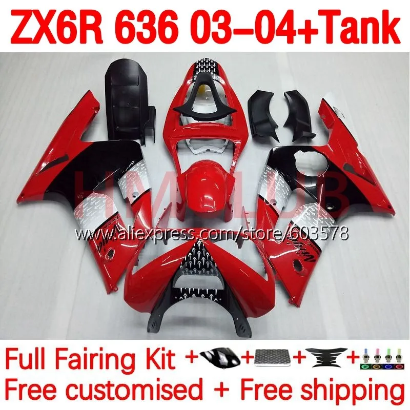 

+ Емкость OEM для KAWASAKI, красная Глянцевая обтекатель для модели NINJA ZX-636 ZX 6R 636 6 R 600CC ZX636 ZX6R 03 04 2003 2004, обтекатель 204No.19