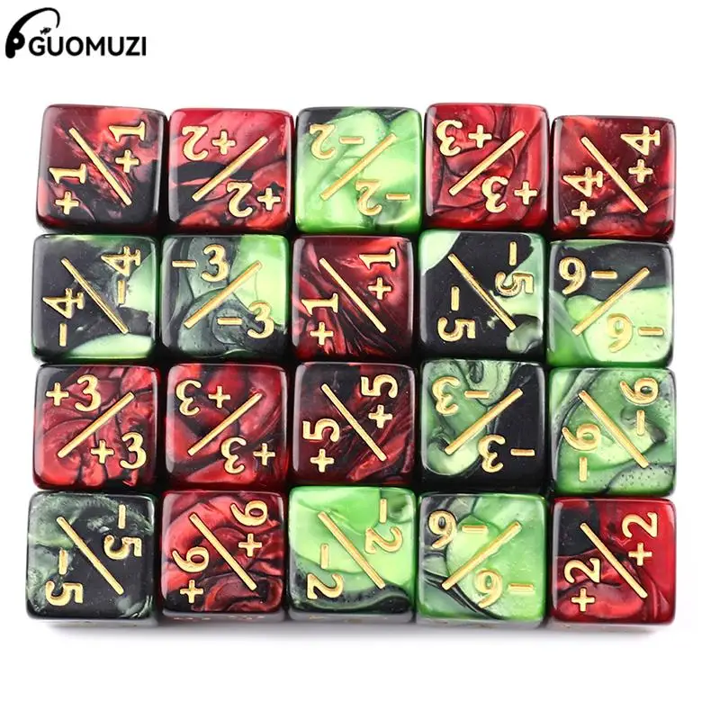 

10Pcs 16mm 6 Side Dice Counters +1/-1 Dice Kids Toy Counting Dice For MTG/ Card Gaming Dice Board Game Entertainment Party Games