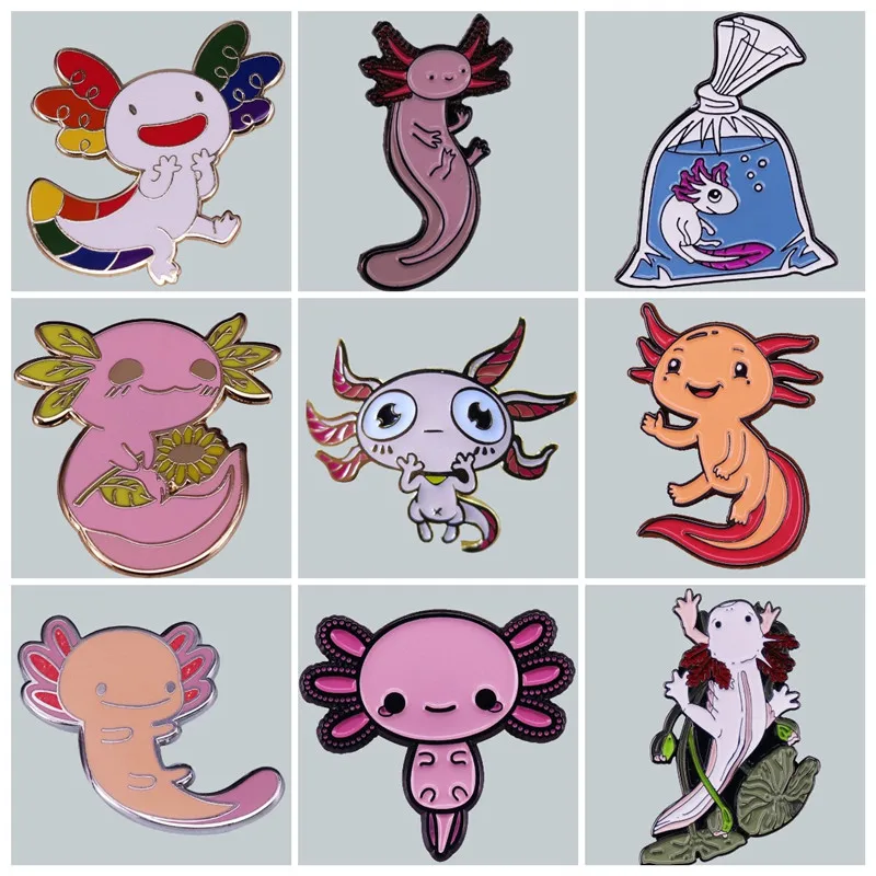 

Kawaii Cartoon Axolotl Hexagon Enamel Brooch Pin Brooches Lapel Pins Alloy Metal Badge Exquisite Denim Jacket JewelryAccessories