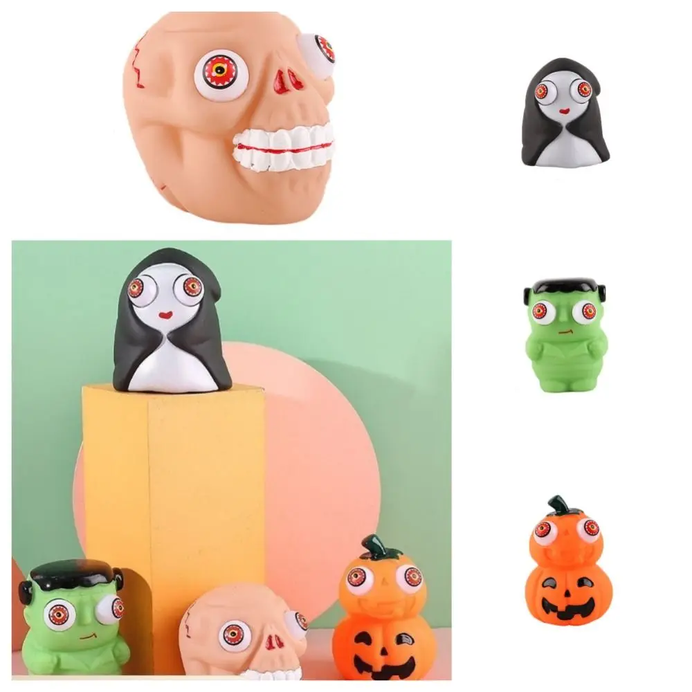 

Sensory Toys Halloween Eye-popping Toy Flexible Material Slow Rebound Pumpkin Ghost Head Squeeze toy Animal Durable