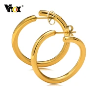 vnox new trendy irregular cricle hoop earrings for women girls gold color stainless steel geometric earring party gifts jewelry