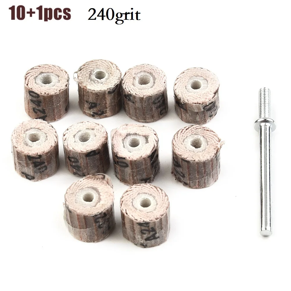 

10pcs Flap Wheel Disc With 1 Mandrel Polishing Wheel Emery Cloth Wheel 80-600Grit Polishing Grinder Accessories