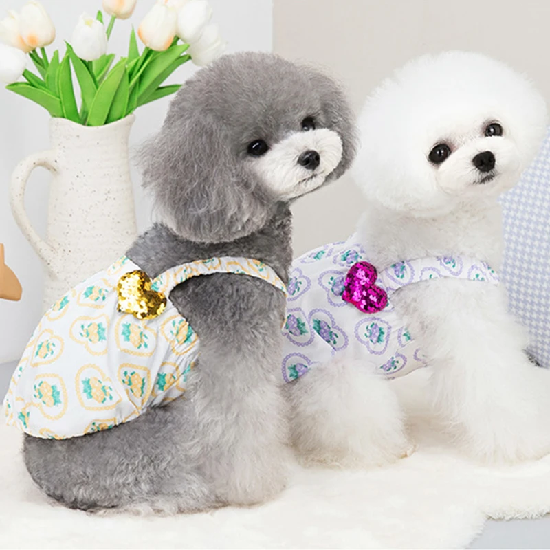 

Summer Printed Dog Shirt Cotton Casual Pet Vest Comfortable Dog Costume Puppy T-Shirt Breathable Dog Clothes Pet Dress