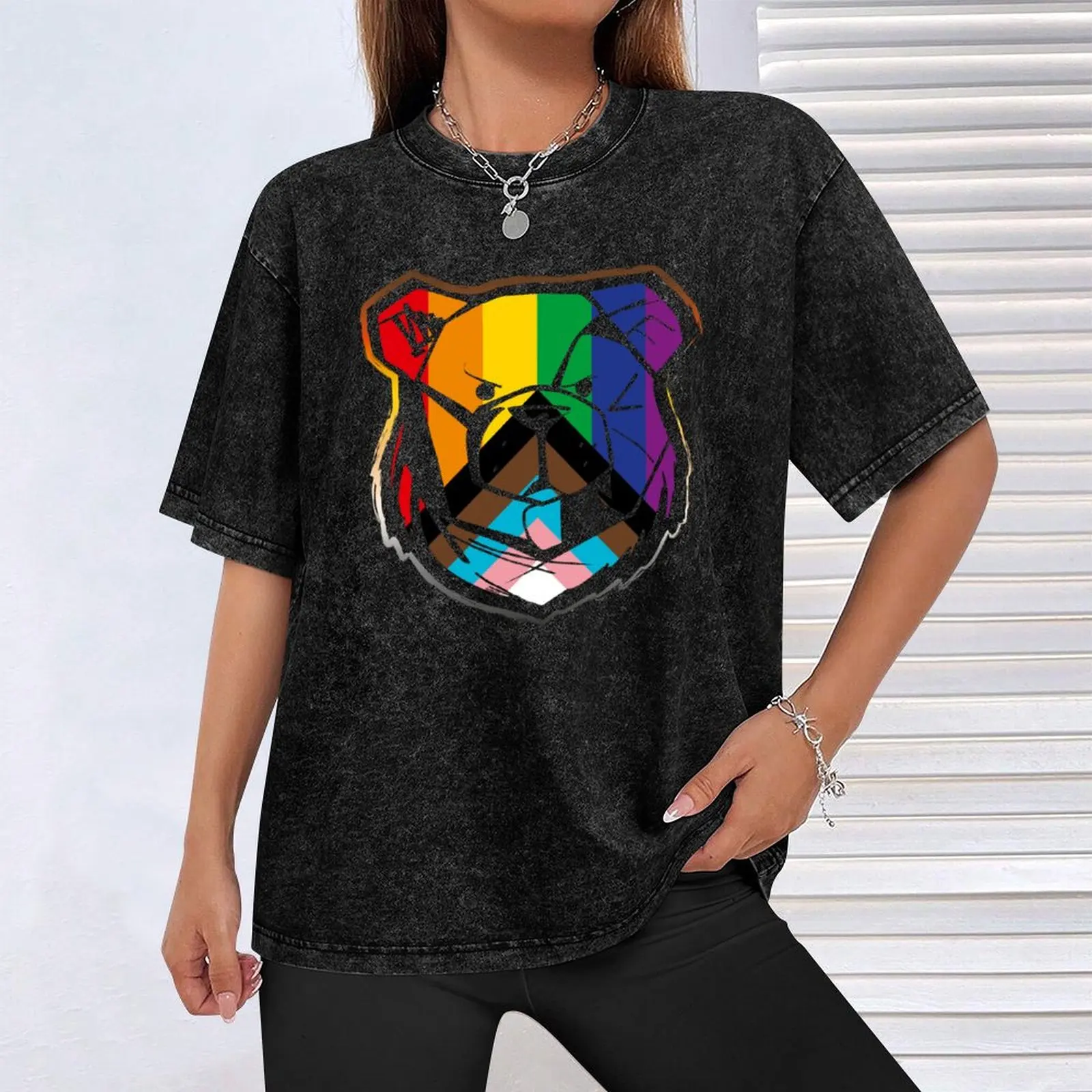Фото Футболка ROBUST BEAR PRIDE FACE 03, мужская футболка из 100% хлопка, роскошная брендовая хлопковая футболка, 100% футболка №4