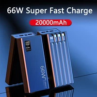 20000mah power bank 66w fast charging for huawei p40 powerbank built in cable portable charger for iphone 13 samsung s21 xiaomi