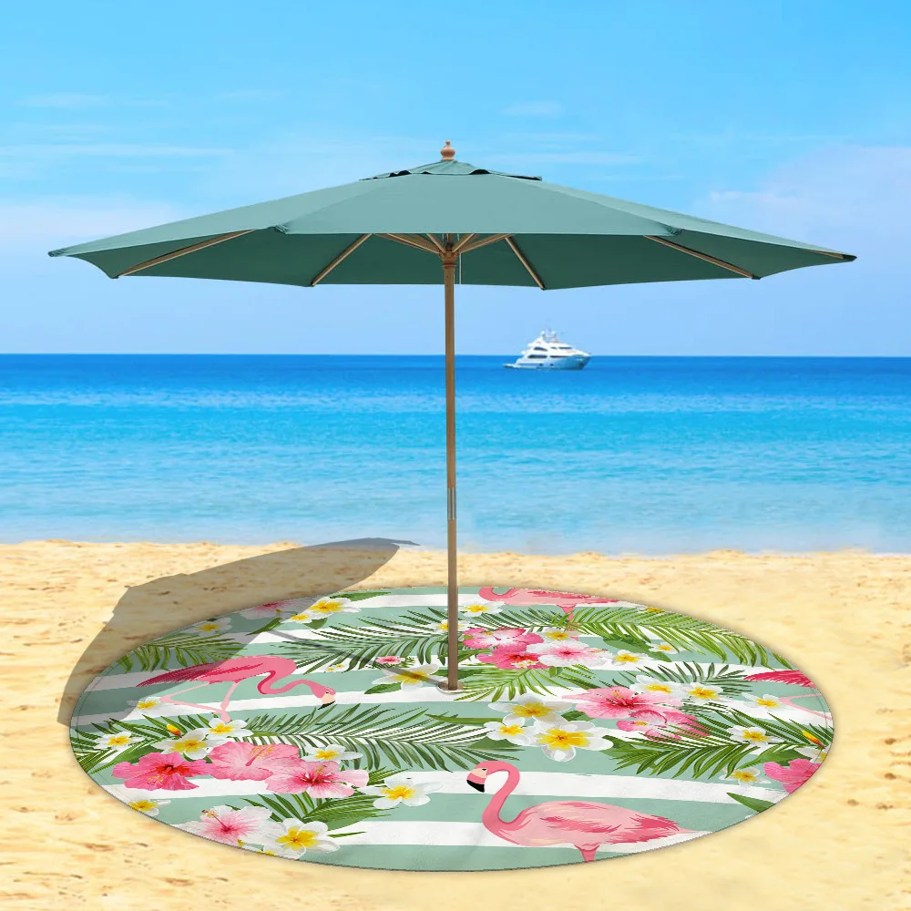 Фламинго тропические зеленые листья пляжный коврик для зонта 8 см кнопки с