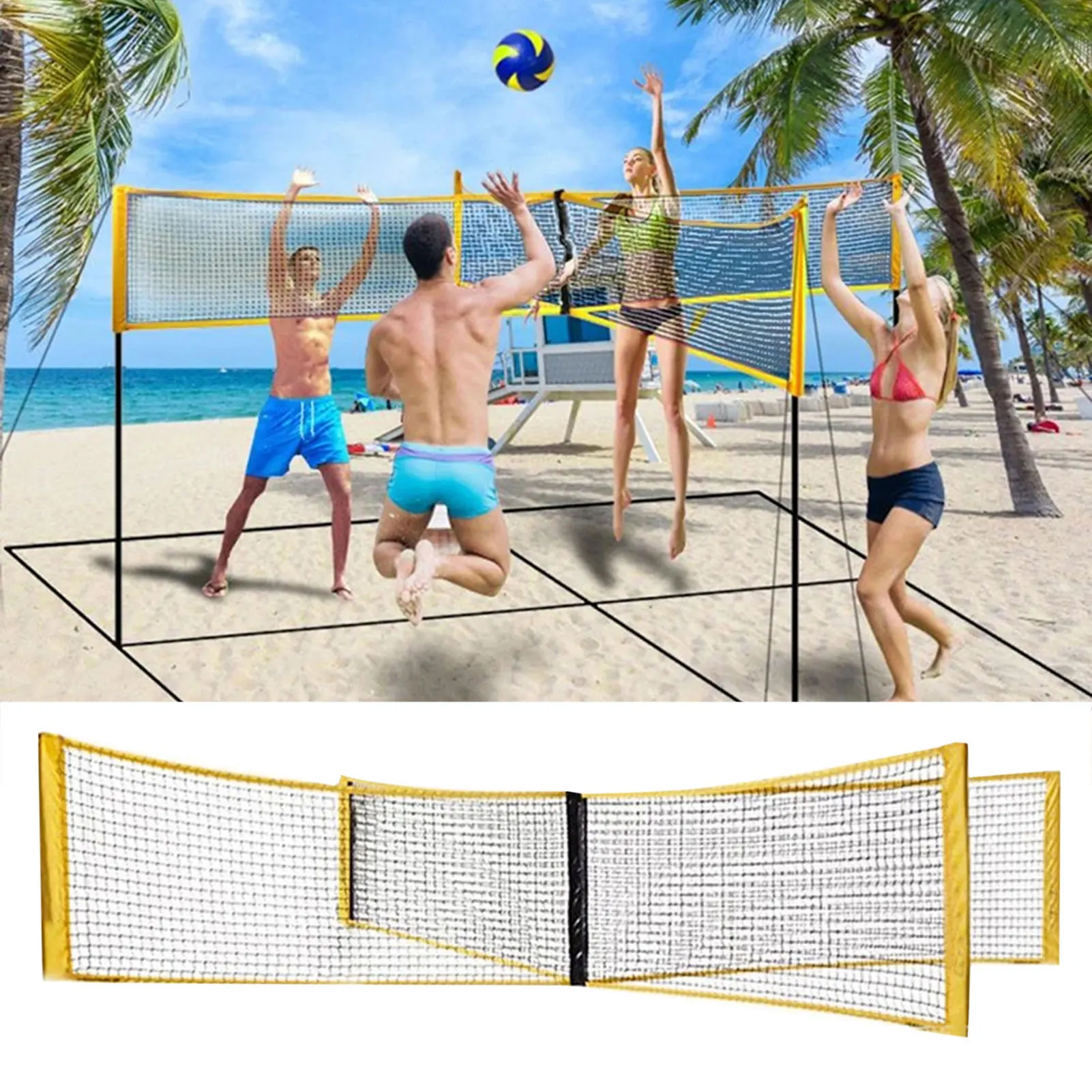 

Portable Volleyball Tennis Badminton Square Net Set Outdoor Professional Volleyball Training Cross Net 4-Sides Game Net Set