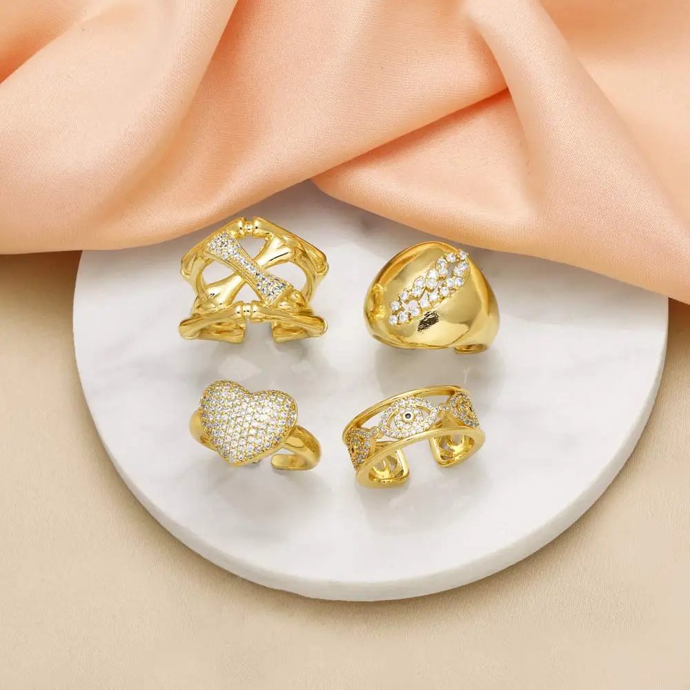 OCESRIO модные массивные кольца с белым кристаллом в форме сердца для женщин медное