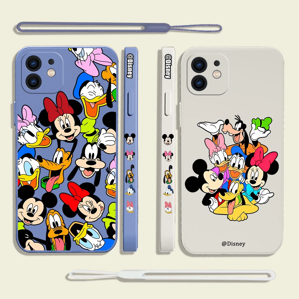 

Cute Disney Mickey Minnie Phone Case For Xiaomi Redmi Note 11T 10 10S 9 Pro Plus 10C 9A 9C 9T K40 K50 K60 4G 5G With Hand Strap