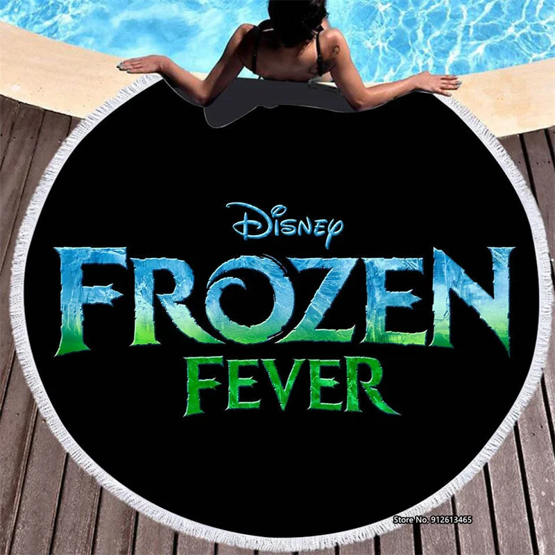 

Disney Frozen Eshaana Printed Bath Towel 3D Digital Printed Floor Mat Round Beach Towel With Tassel