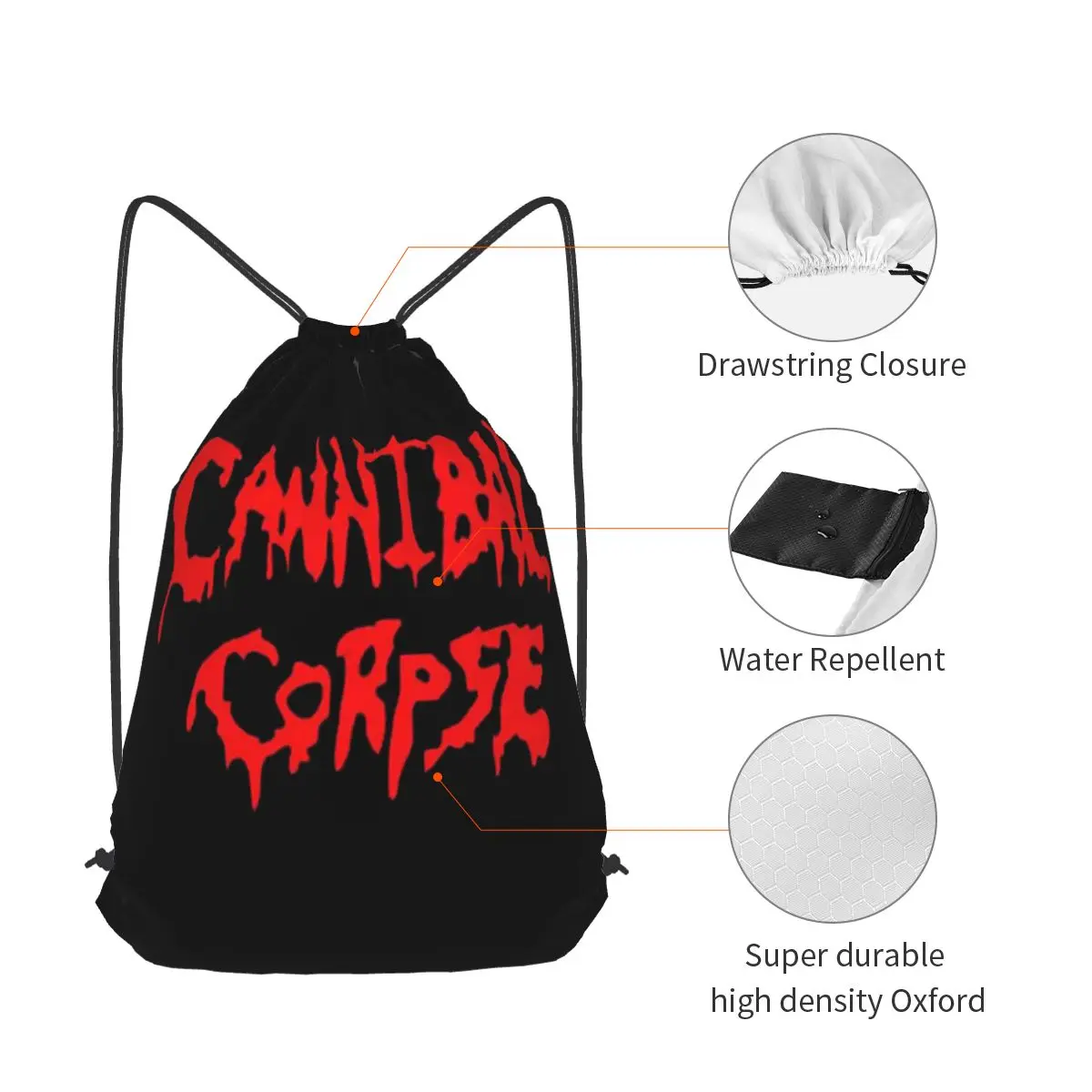 Фото Рюкзаки Cannibal Corpse Death Metal Band, многофункциональные сумки на шнурке, сумки для хранения, сумки для книг, сумки для путешествий и школы №4