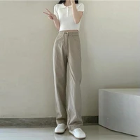 new khaki jeans womens spring and autumn casual straight wide leg pants design niche high waisted pants woman pants