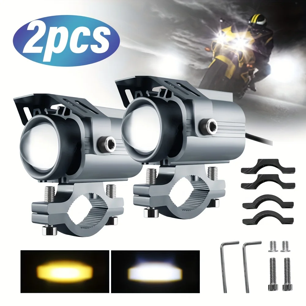 Светодиодная Фара Для Мотоцикла Вспомогательная Лампа Белый/желтый Дальний Свет