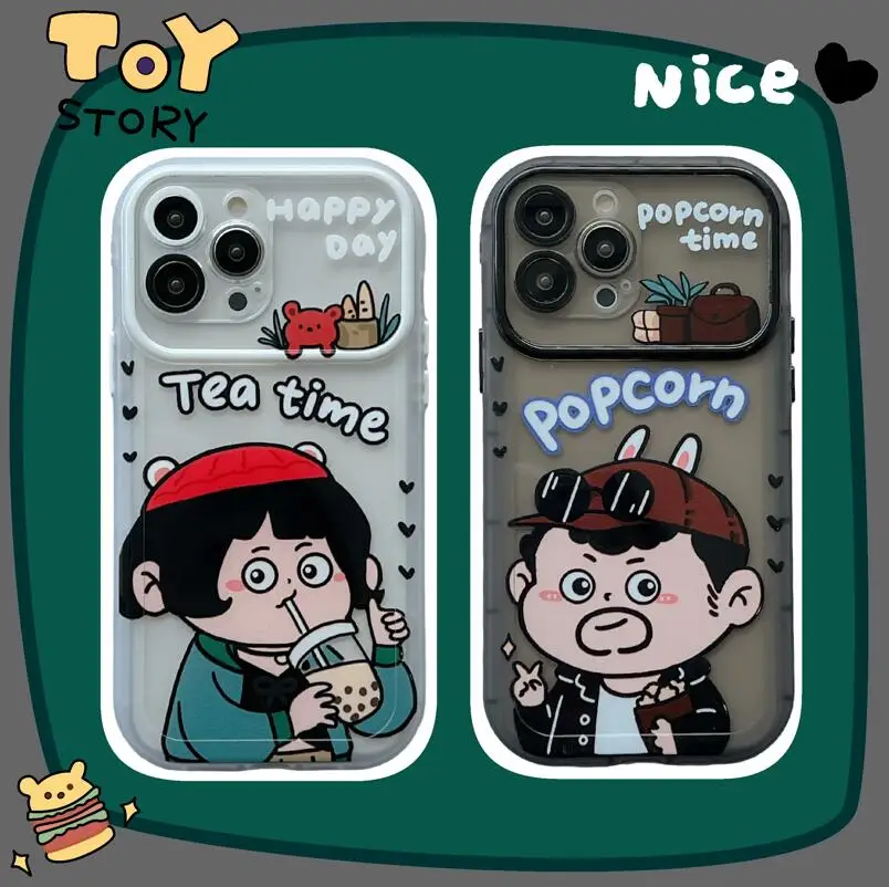 

Cartoon Creative Couple Personality Phone Cases For iPhone 13 12 11 Pro Max XR XS MAX X 7/8Plus Shockproof Soft TPU Shell