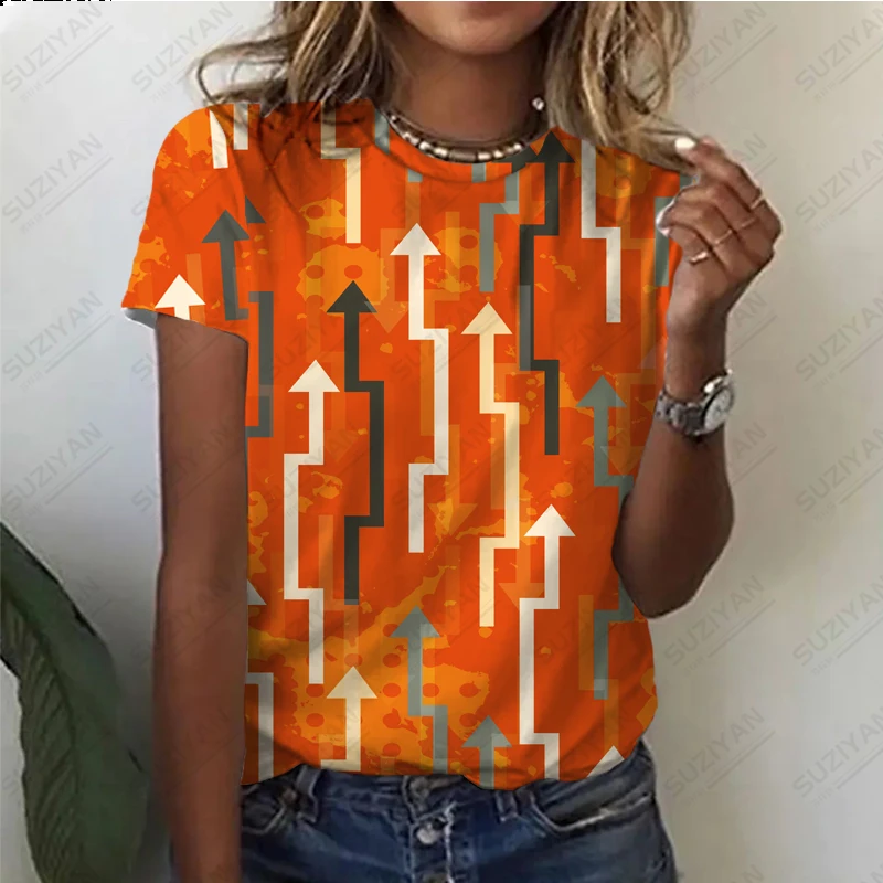 

Women's Hot Selling Women's Harakuju Clothes High Quality Clothes Abstract Allover Print Short Sleeve Pattern Summer Top