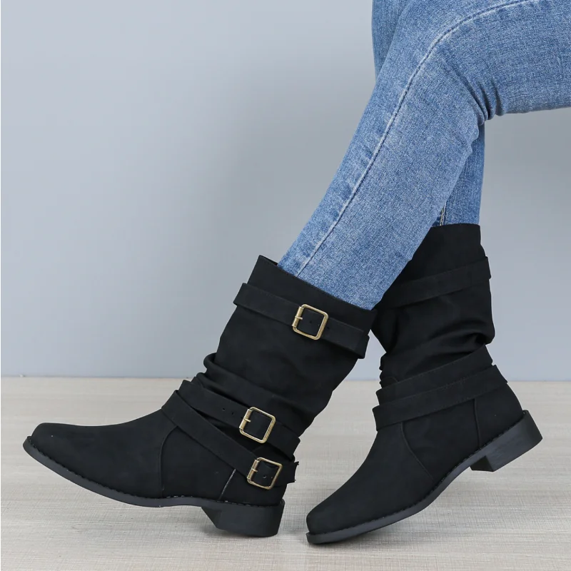 Retro Boots Women 2023 New Tooling Boots Large Size Short Boots Thick Heel Knight Boots Boots Brown Leather Heels