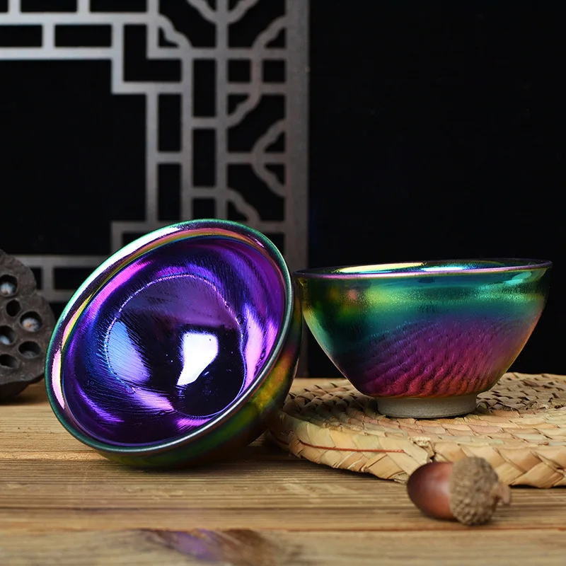 

Цветные эмалированные капли из пурпурного лотоса Jianzhan, чашка кунг-фу для замены чая, чашка с фиолетовым звездным небом, чашка для мастера