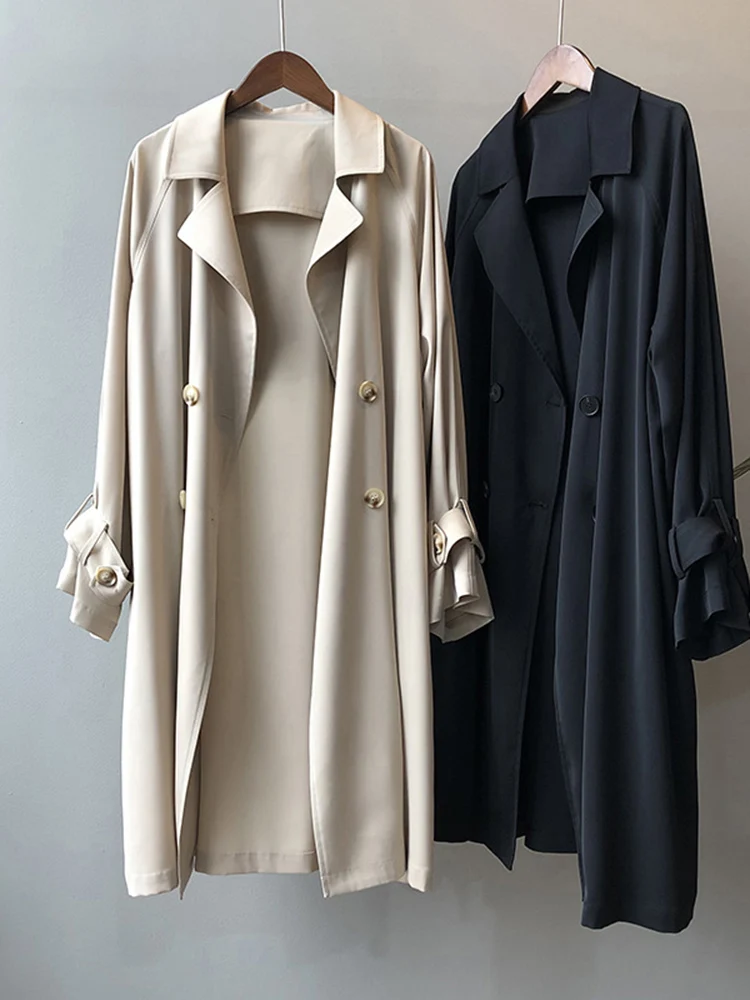 

SEDUTMO Spring Women Long Trench Coat With Belt Fashion Double Breasted Thin Windbreaker Oversize Elegant Office Outwear ED1860