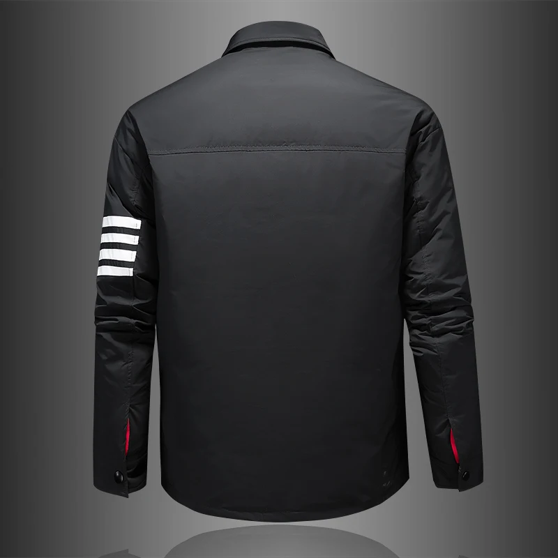 Ozhouzhan Down jacket Men's Clothing 2024 Winter New Trend Plus size White Duck Down Shirt Collar Casual Stripe Outerwear