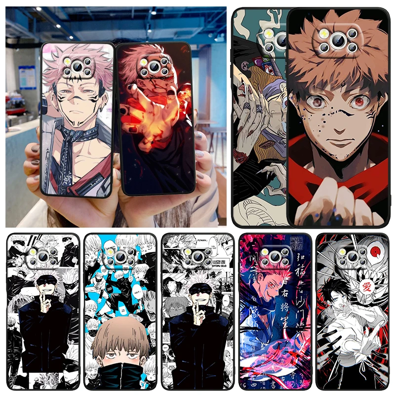 

Cool Anime Jujutsu Kaisen For Xiaomi Civi Mi Poco X4 X3 NFC F3 GT M4 M3 M2 X2 F2 Pro C3 4G 5G Silicone Cover Black Phone Case